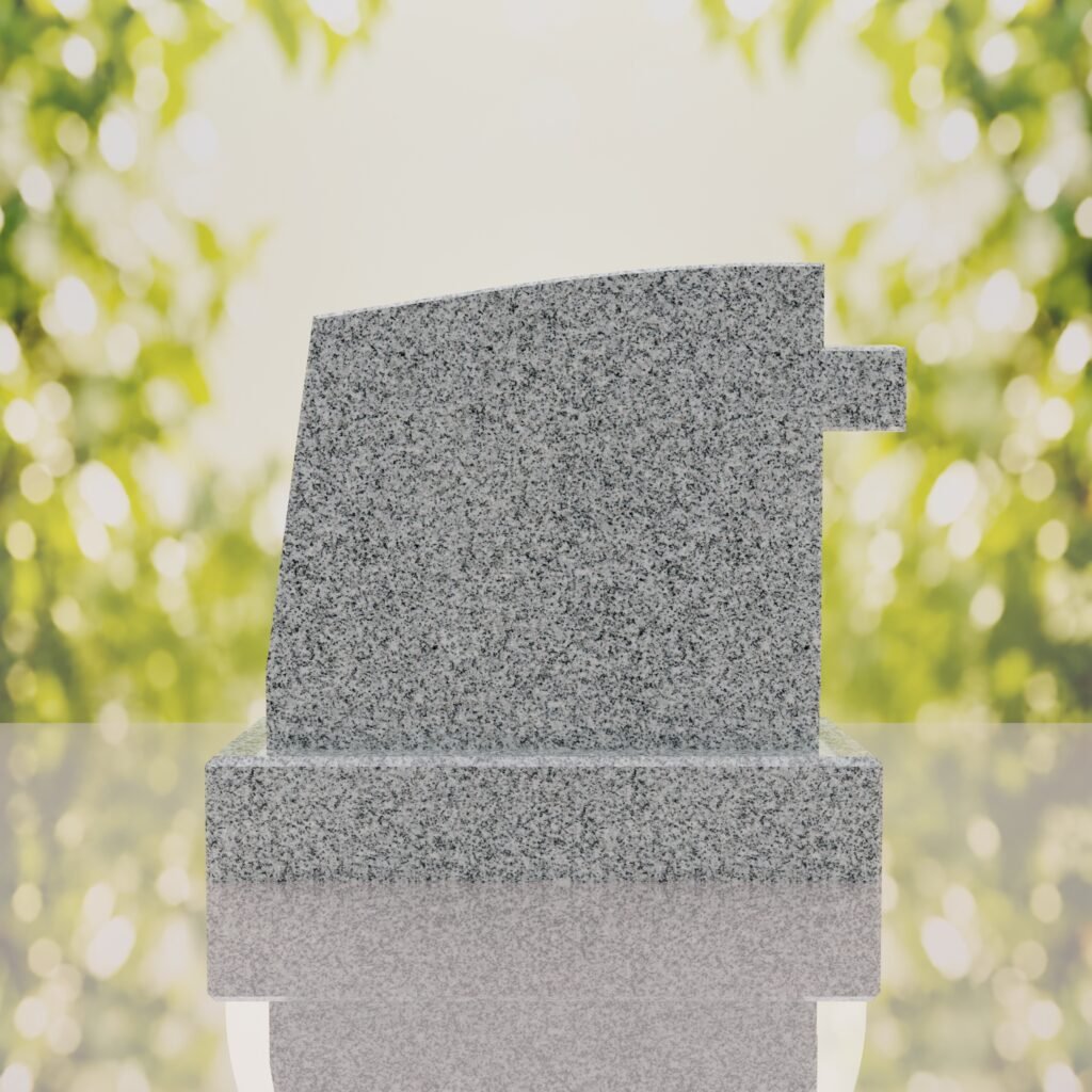 Integrated Cross Slant Granite Headstone