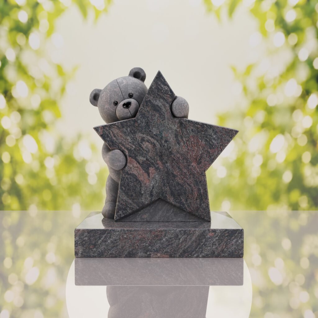 Teddy Bear & Star Shape Children’s Granite Headstone