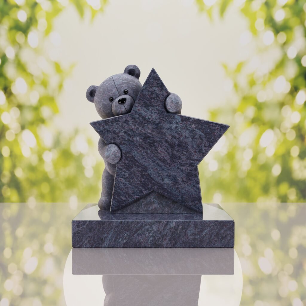 Teddy Bear & Star Shape Children’s Granite Headstone