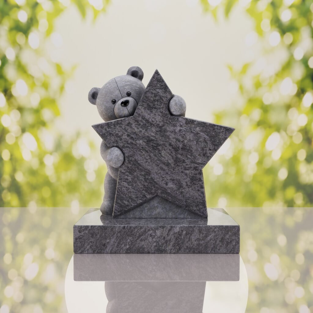 Teddy Bear & Star Shape Children’s Granite Headstone