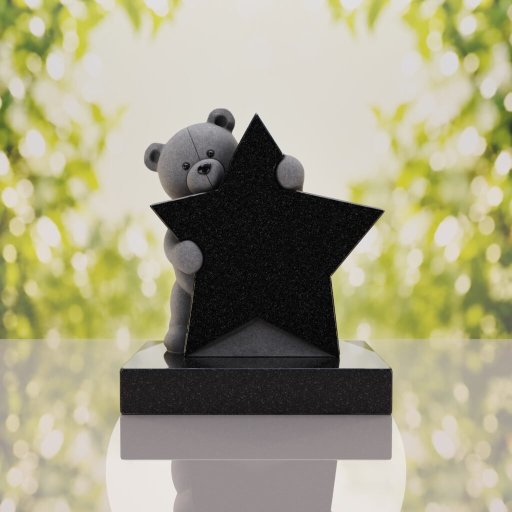Teddy Bear & Star Shape Children’s Granite Headstone