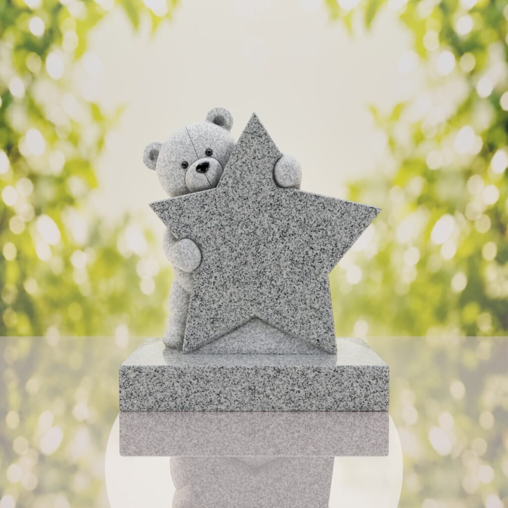 Teddy Bear & Star Shape Children’s Granite Headstone