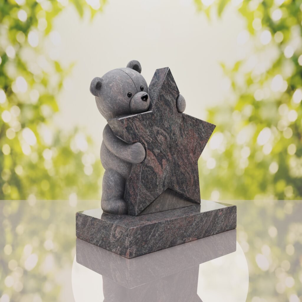 Teddy Bear & Star Shape Children’s Granite Headstone