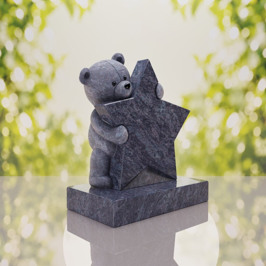 Teddy Bear & Star Shape Children’s Granite Headstone