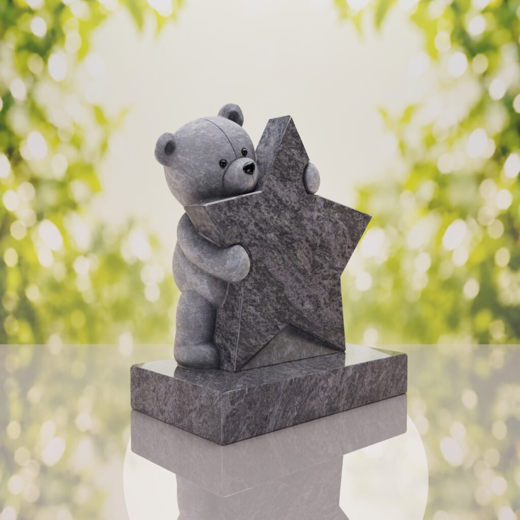 Teddy Bear & Star Shape Children’s Granite Headstone