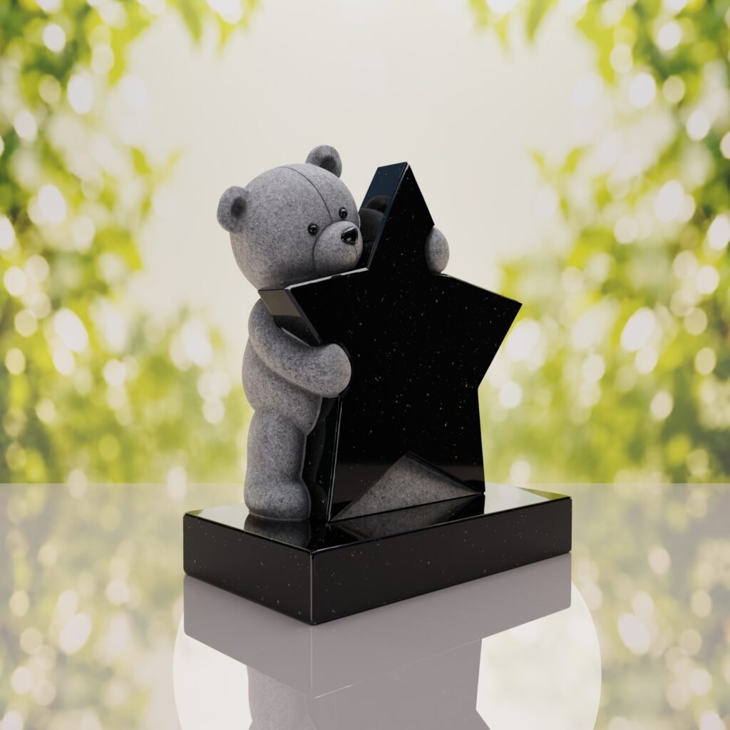 Teddy Bear & Star Shape Children’s Granite Headstone