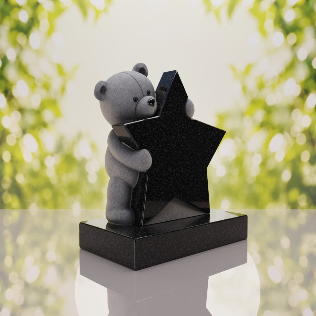 Teddy Bear & Star Shape Children’s Granite Headstone