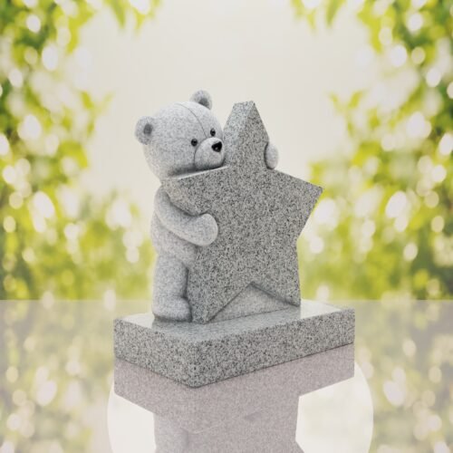 Teddy Bear & Star Shape Children's Granite Headstone