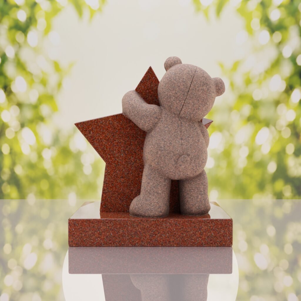 Teddy Bear & Star Shape Children’s Granite Headstone