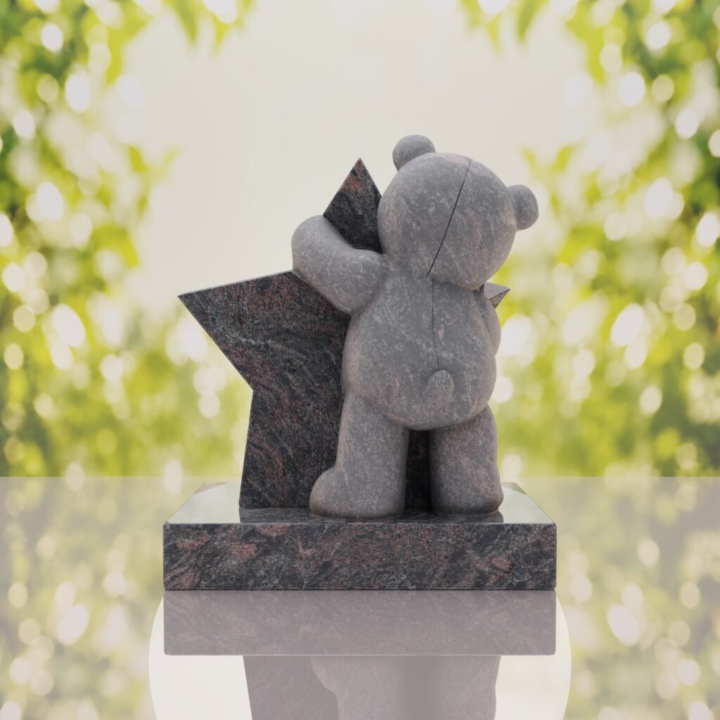 Teddy Bear & Star Shape Children’s Granite Headstone
