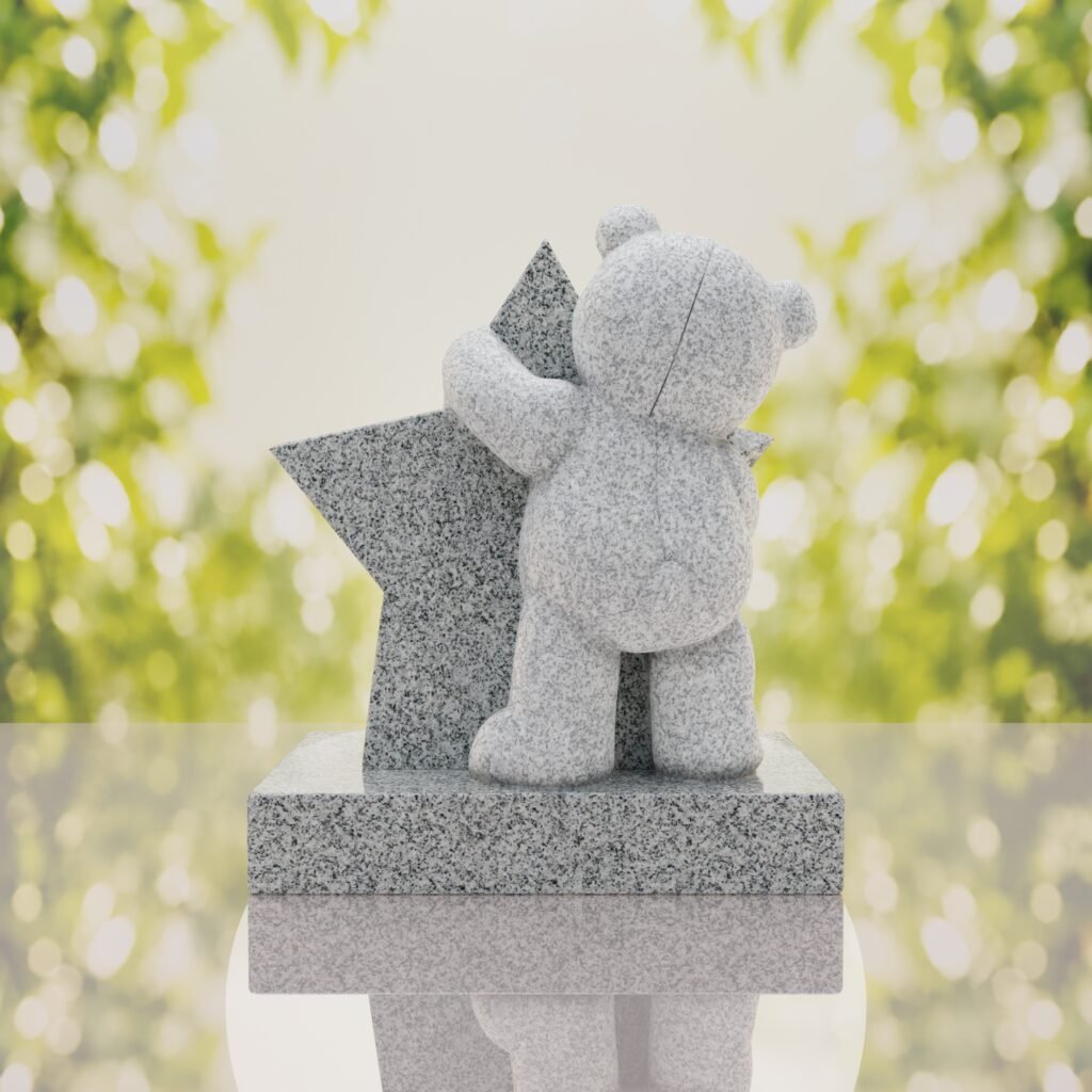 Teddy Bear & Star Shape Children’s Granite Headstone