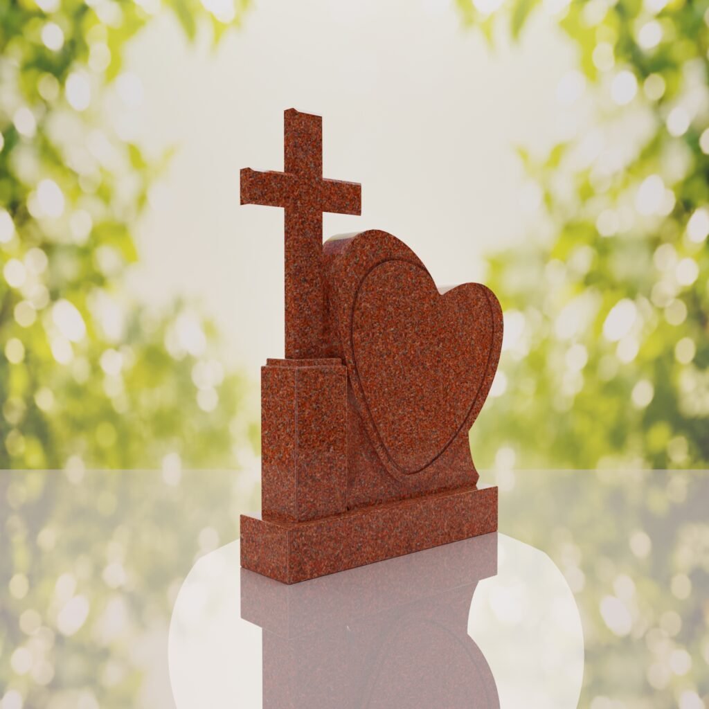 Monumento conmemorativo con corazón y cruz