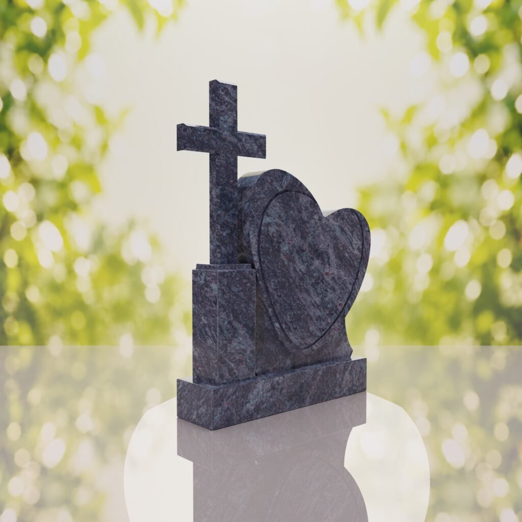 Monumento conmemorativo con corazón y cruz