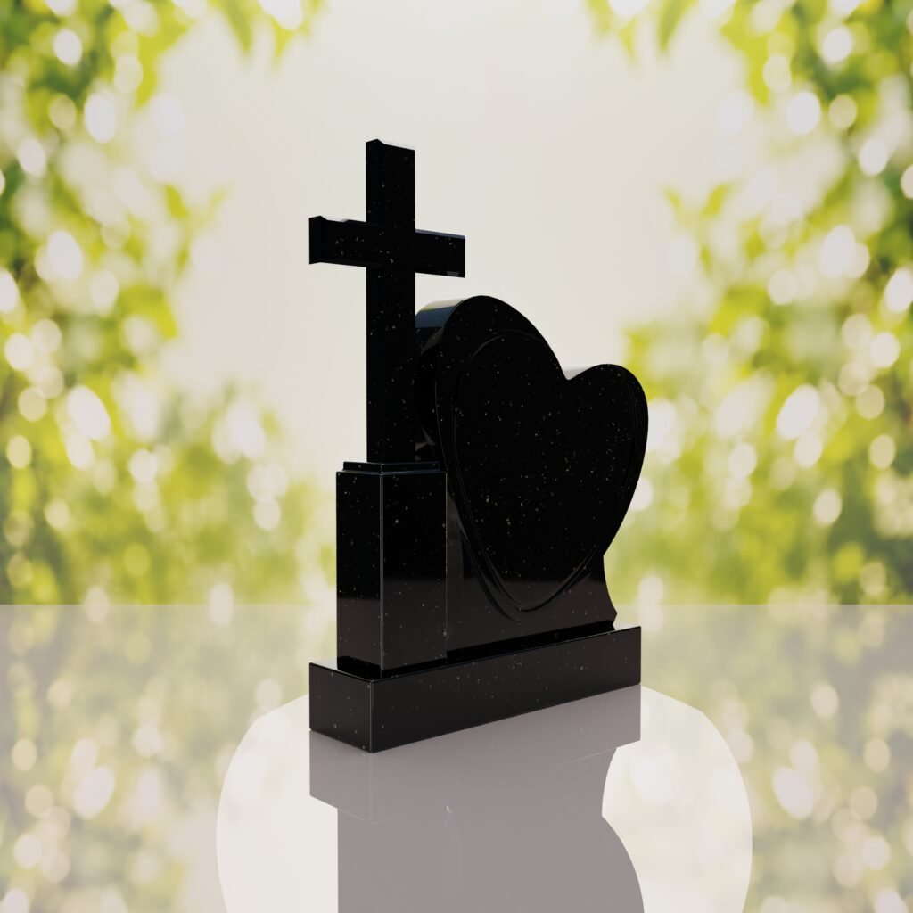 Monumento conmemorativo con corazón y cruz