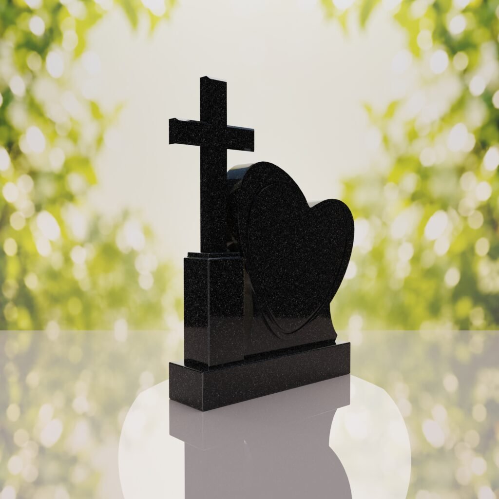Monumento conmemorativo con corazón y cruz