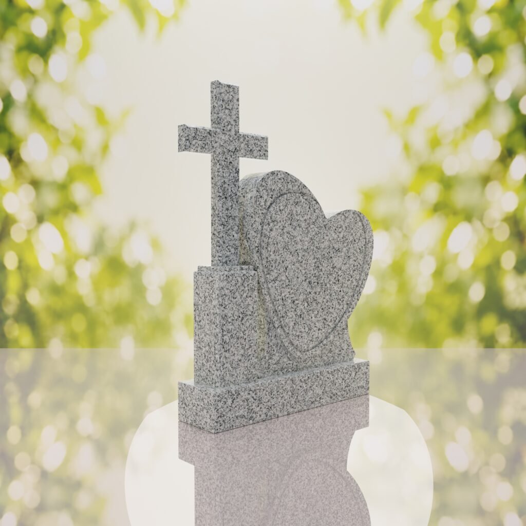 Monumento conmemorativo con corazón y cruz