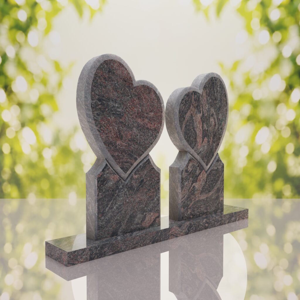 Lápida doble con dos corazones