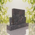 Square Upright Headstone with Vases