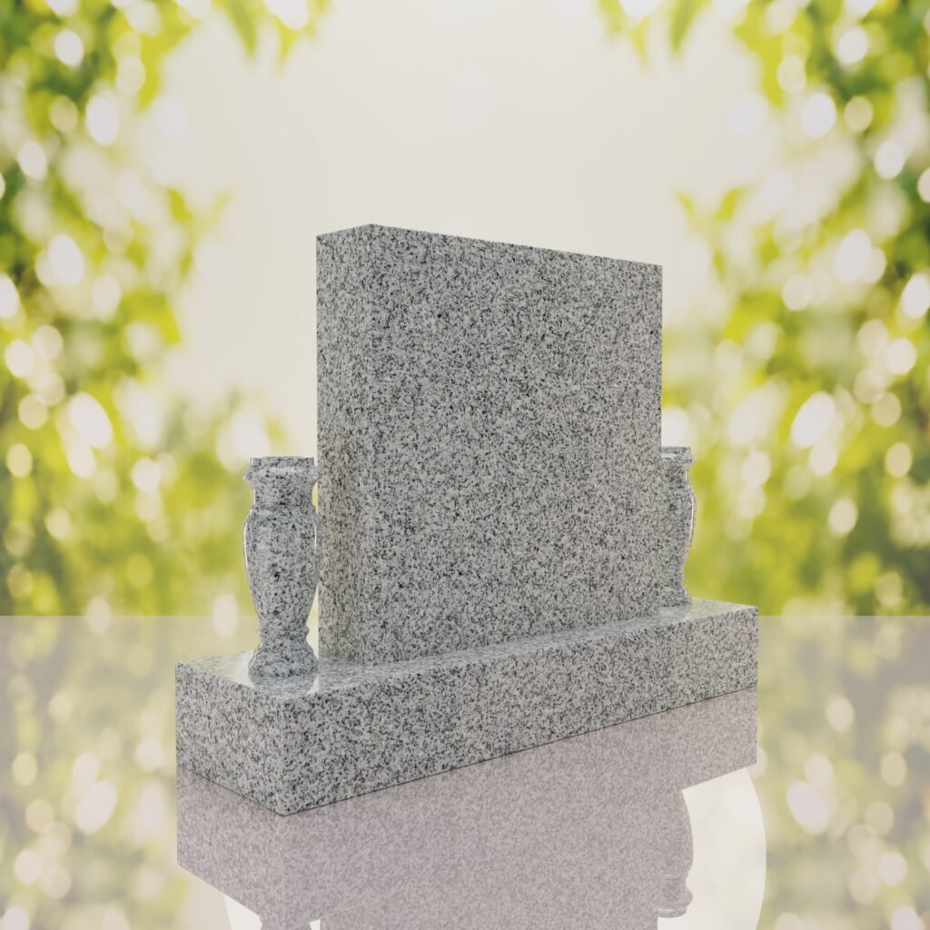 Square Upright Headstone with Vases