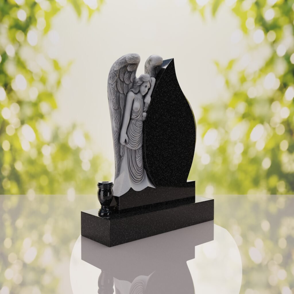 Angel Teardrop Upright Headstone