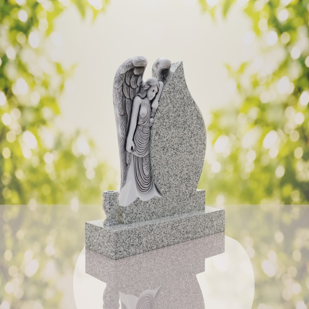 Angel Teardrop Upright Headstone