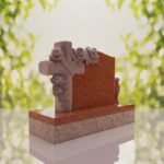 Carved Cross Upright Headstone with Rose Detail