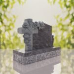 Carved Cross Upright Headstone with Rose Detail