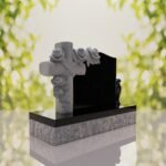 Carved Cross Upright Headstone with Rose Detail
