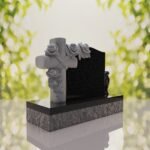 Carved Cross Upright Headstone with Rose Detail