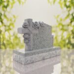 Carved Cross Upright Headstone with Rose Detail