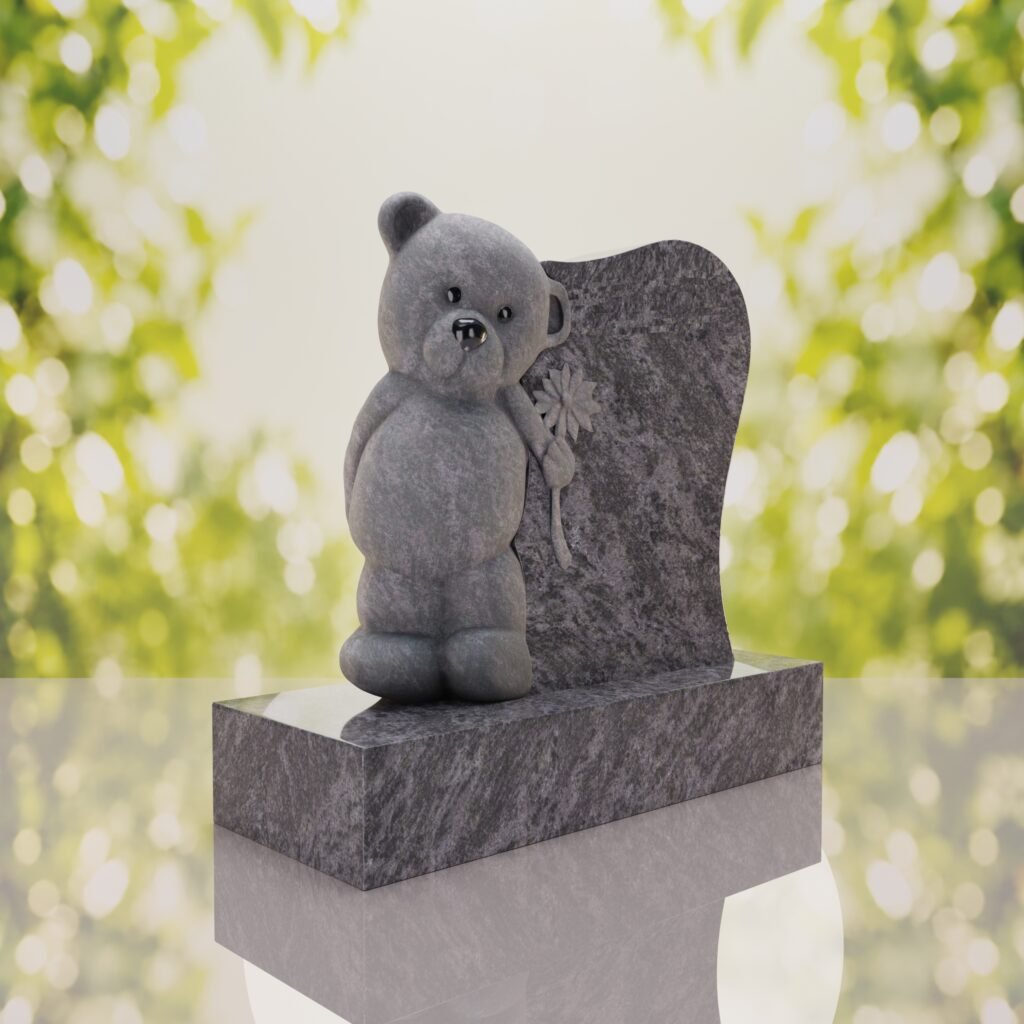 Monumento conmemorativo con oso de peluche