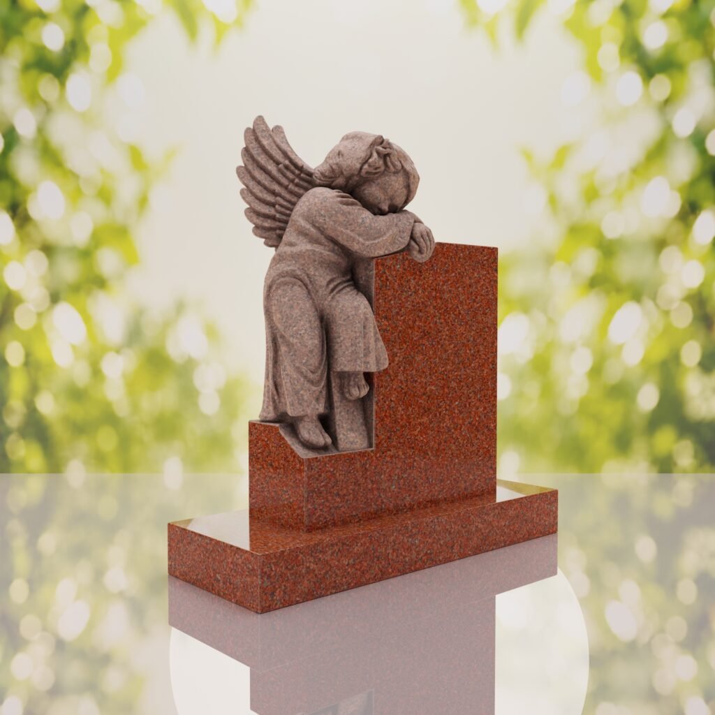 Sleeping Angel Upright Headstone