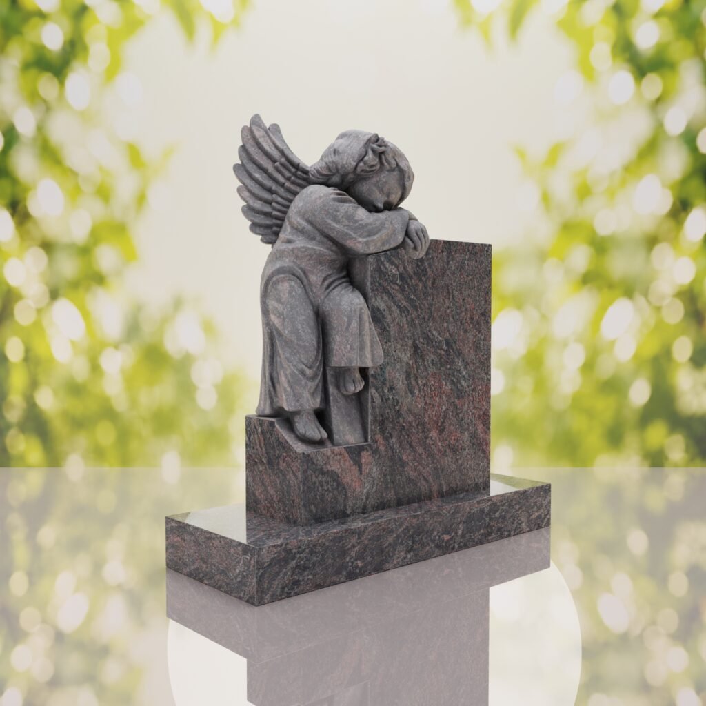 Sleeping Angel Upright Headstone