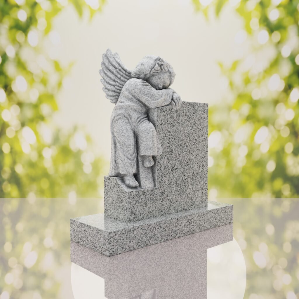 Sleeping Angel Upright Headstone