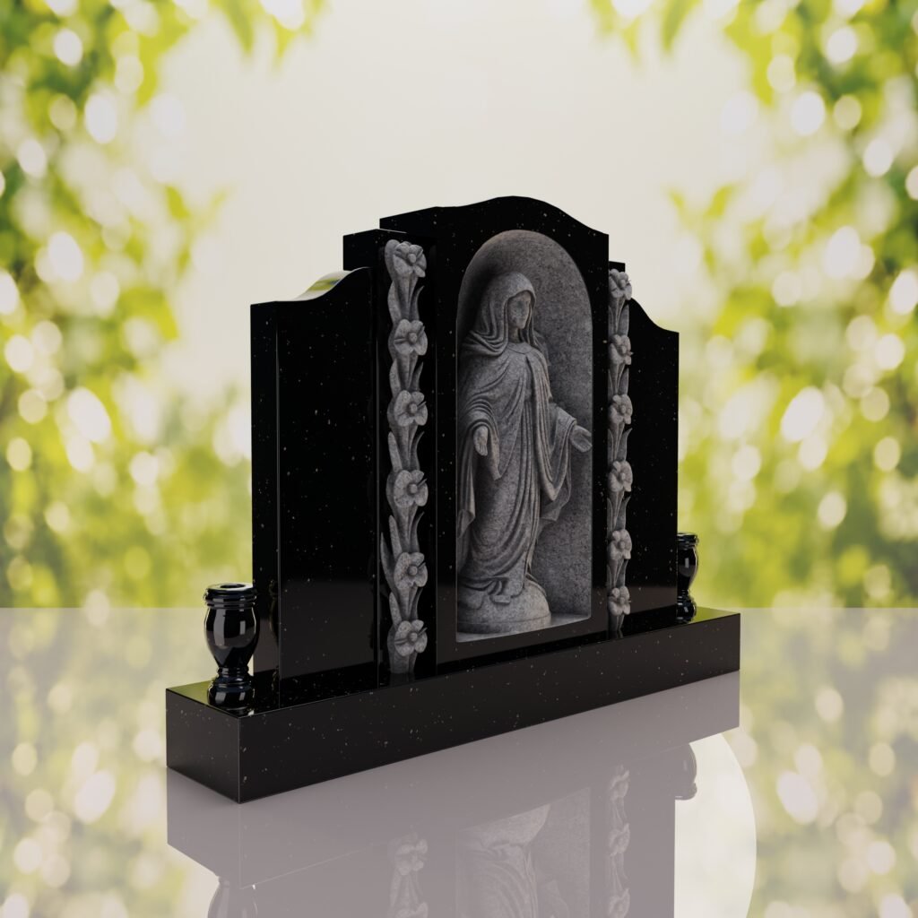 Lápida vertical doble con la Virgen