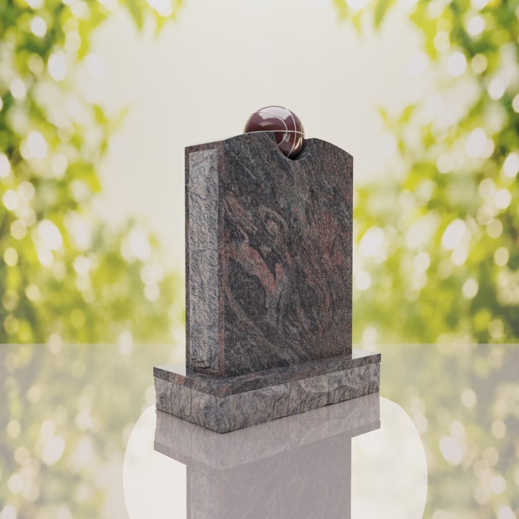 Modern Memorial Headstone with Ball Accent