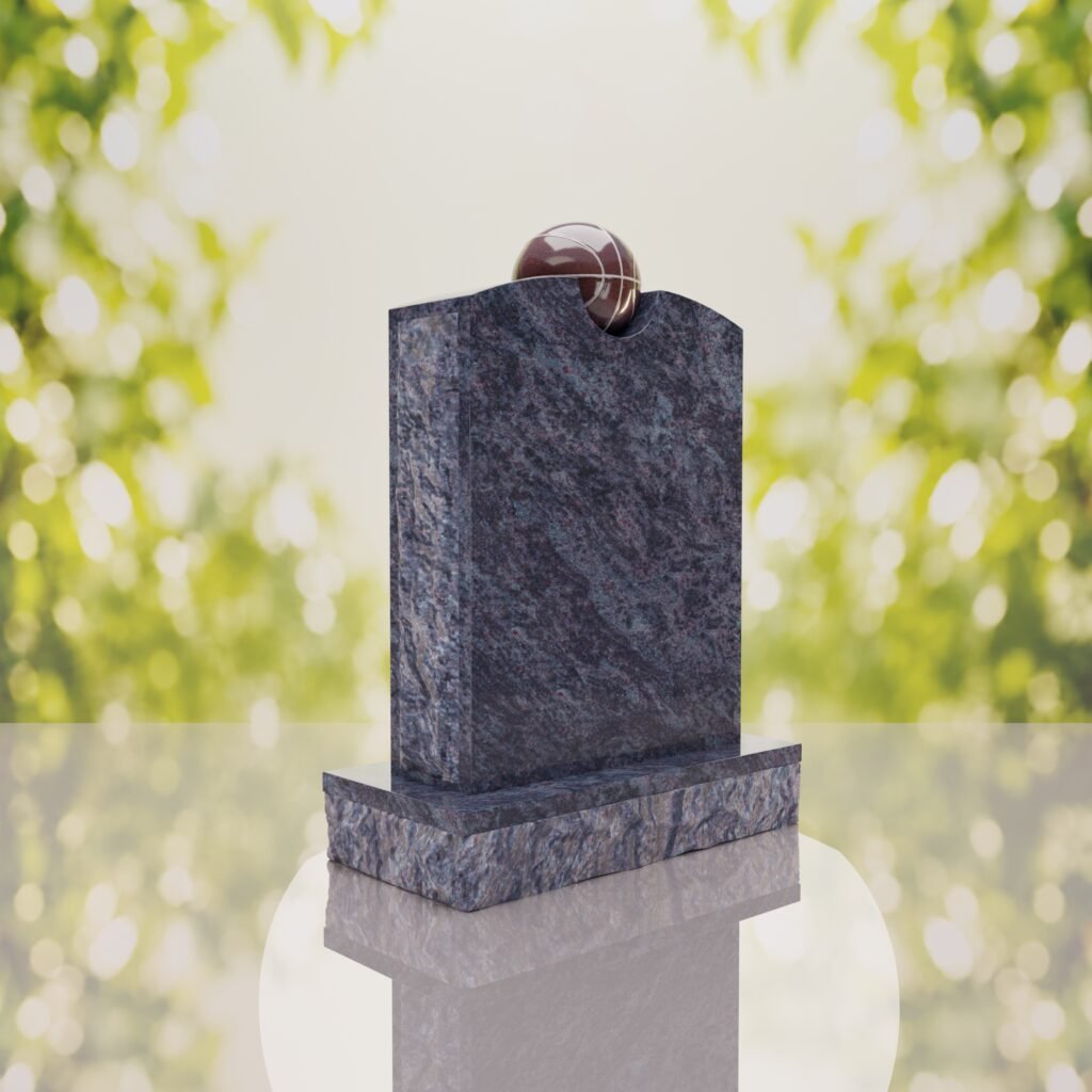 Modern Memorial Headstone with Ball Accent