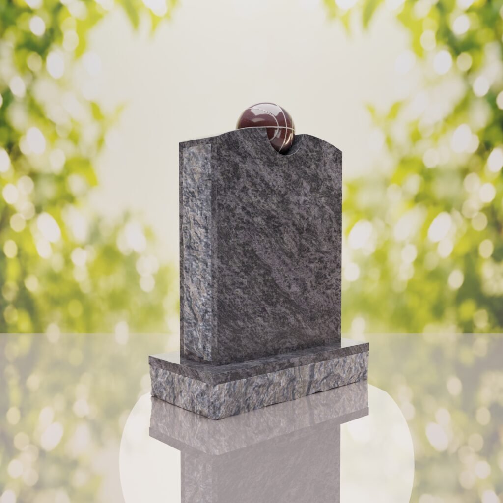 Modern Memorial Headstone with Ball Accent