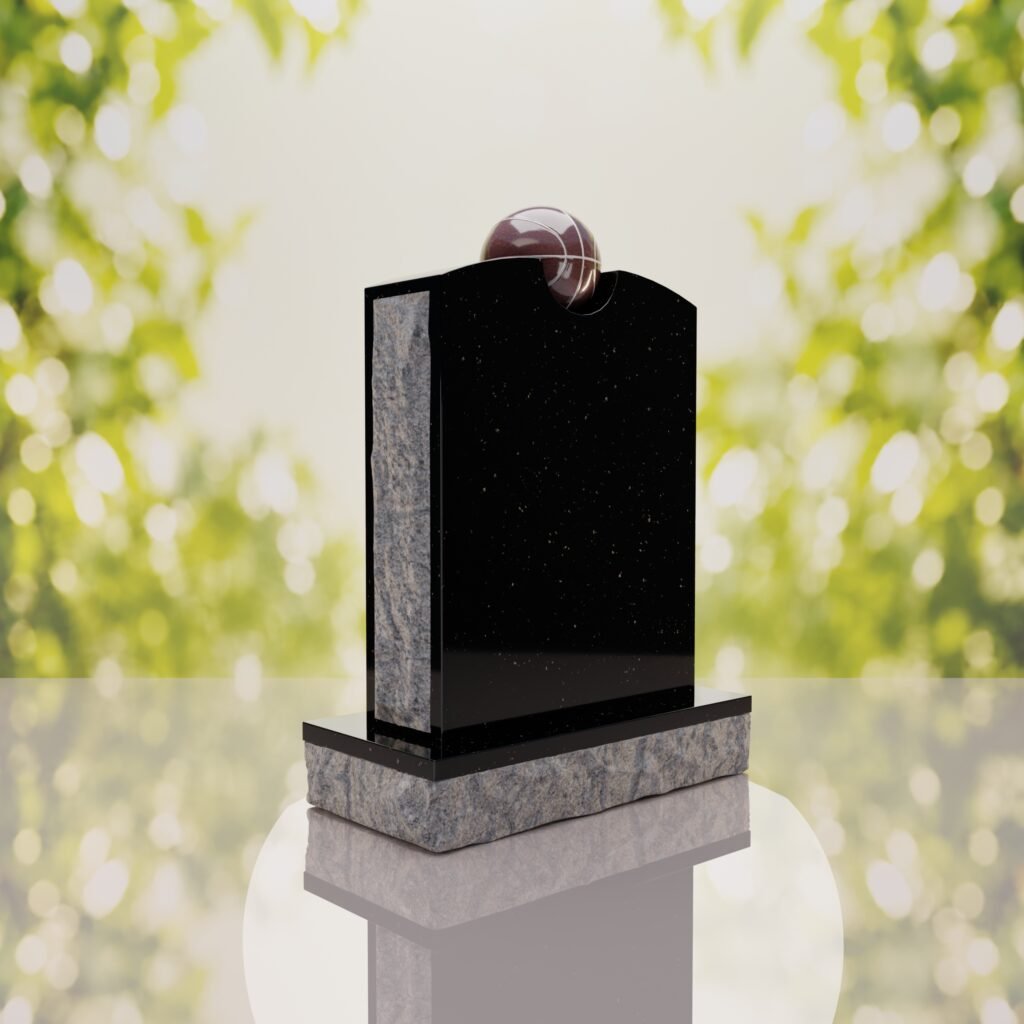 Modern Memorial Headstone with Ball Accent