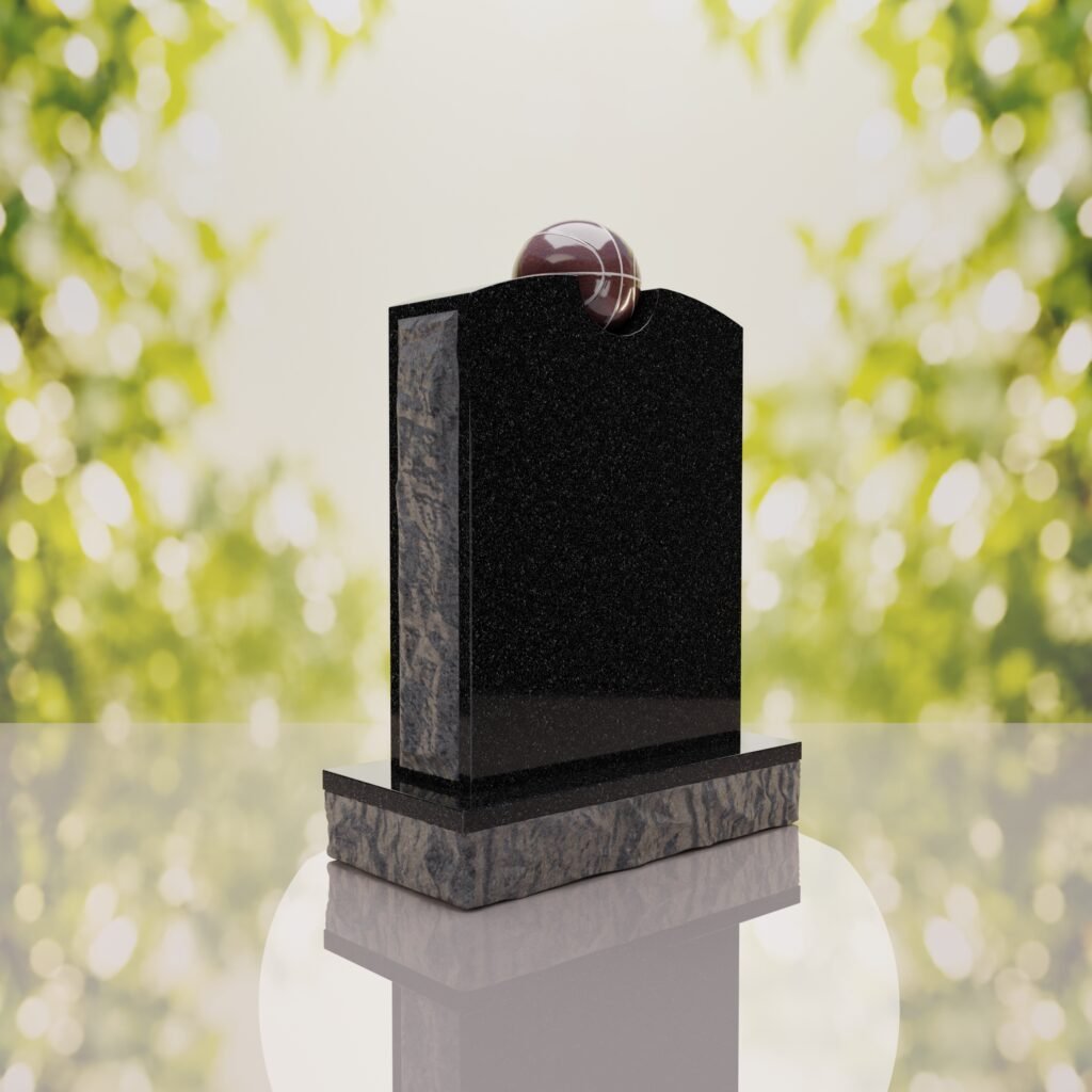 Modern Memorial Headstone with Ball Accent
