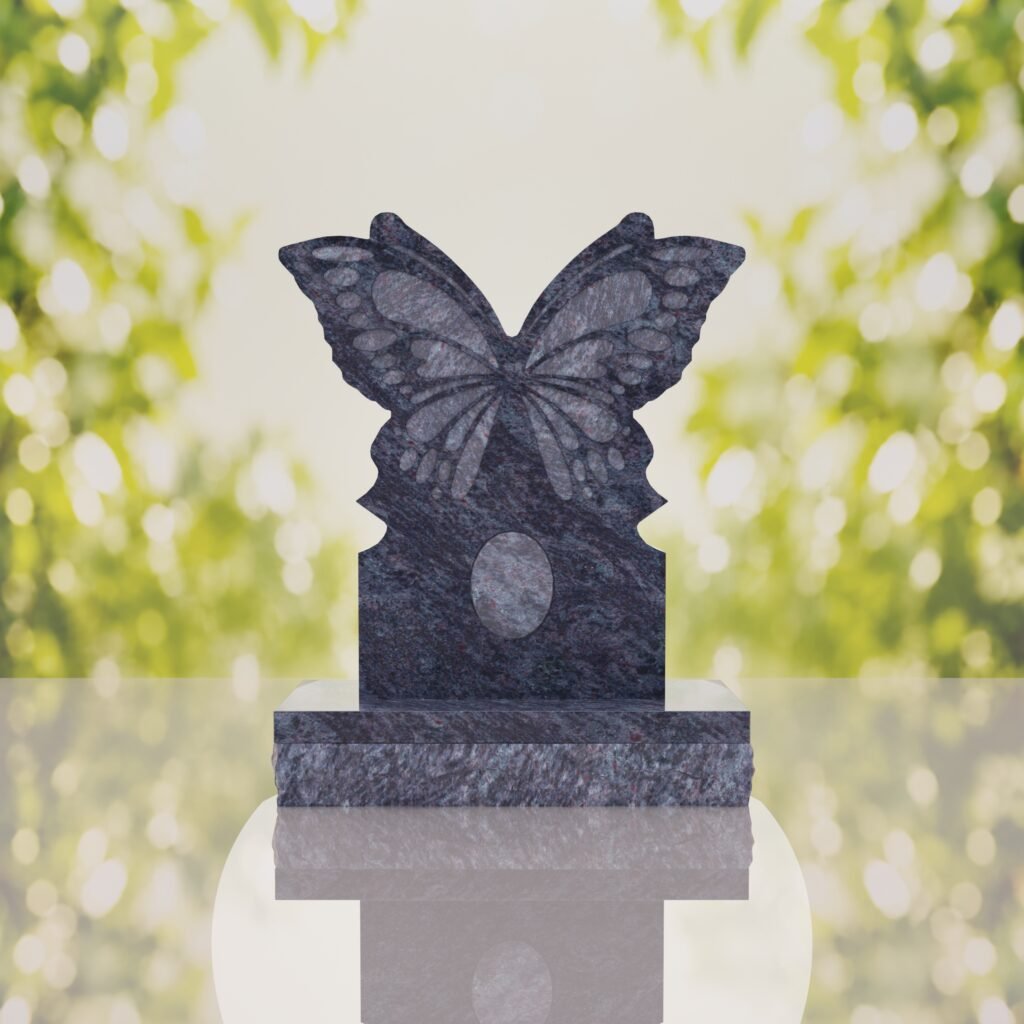 Butterfly Shape Granite Headstone
