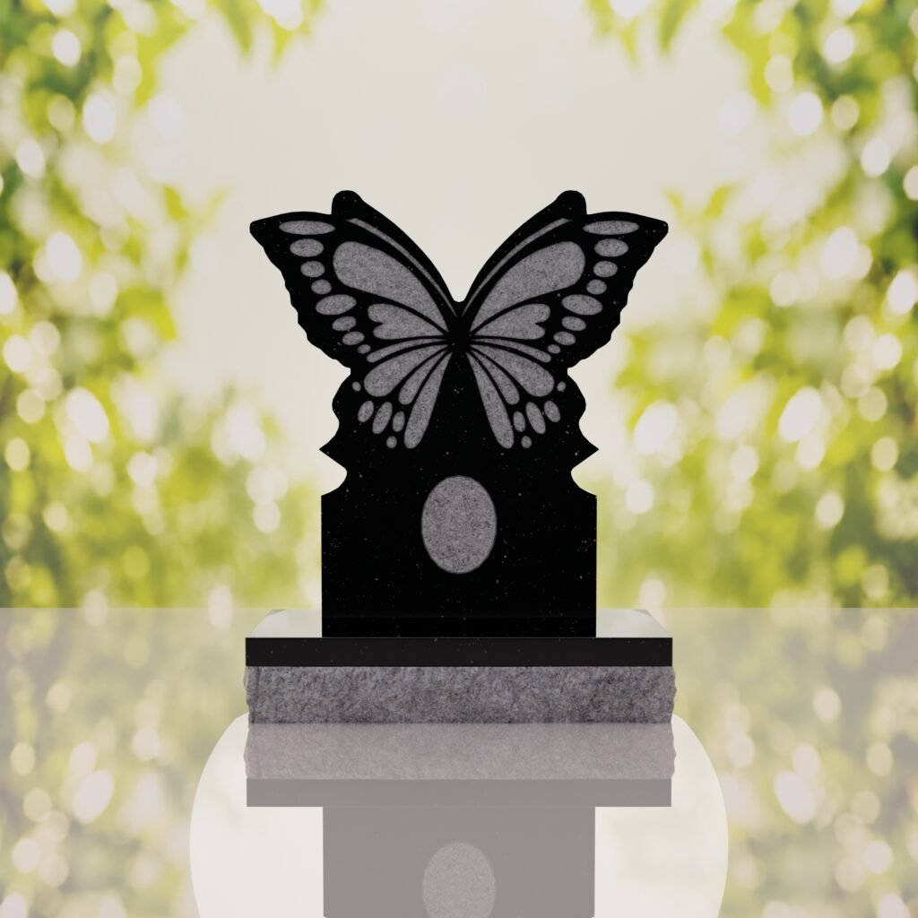 Butterfly Shape Granite Headstone