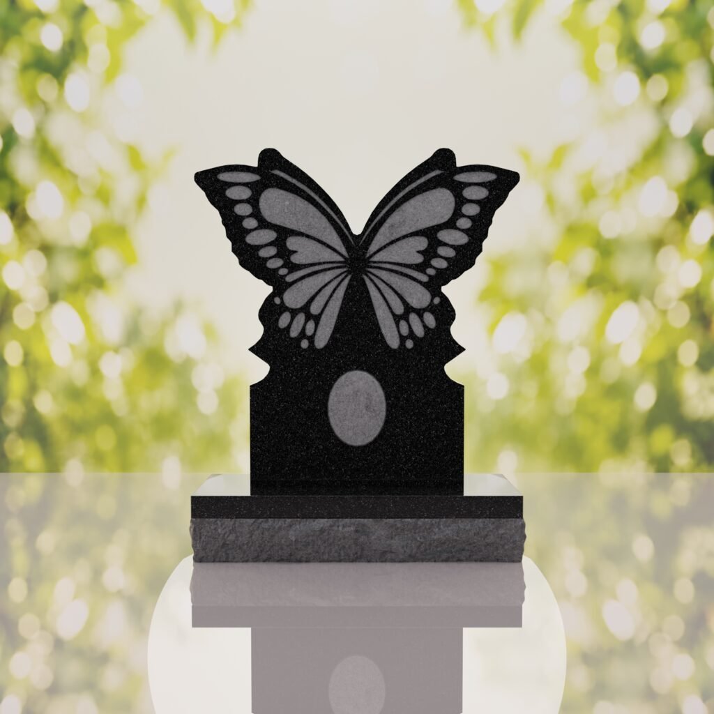 Butterfly Shape Granite Headstone