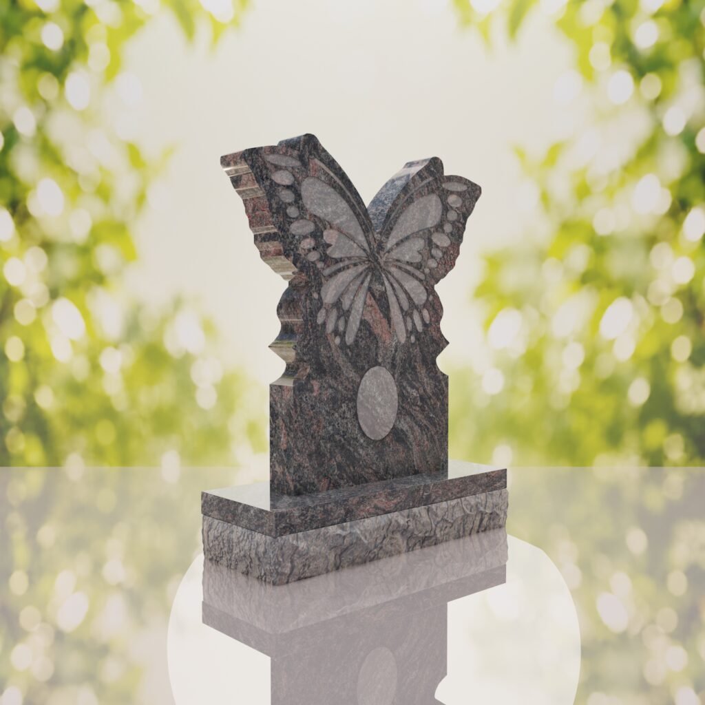 Butterfly Shape Granite Headstone