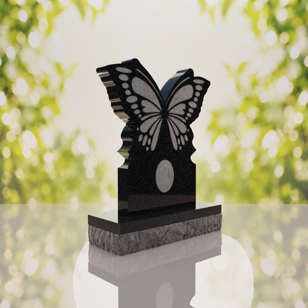 Butterfly Shape Granite Headstone