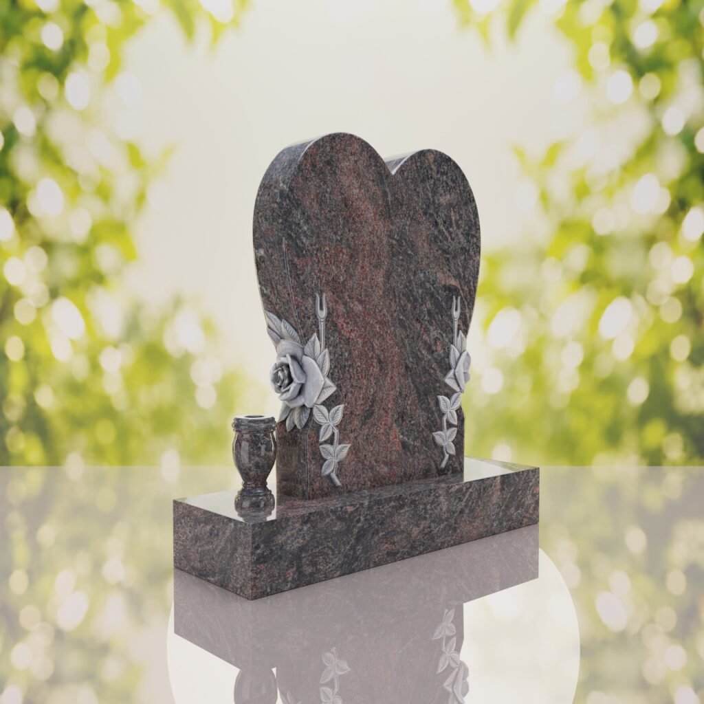 Heart Headstone with Laurel Leaves