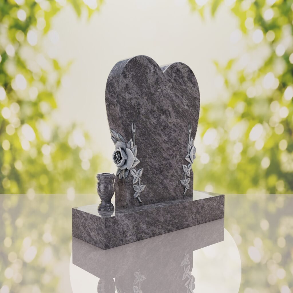 Heart Headstone with Laurel Leaves