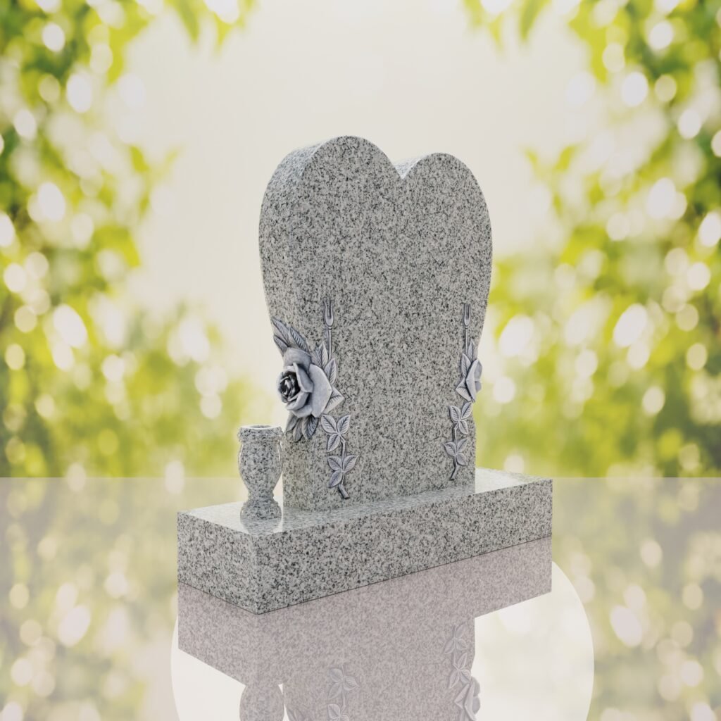 Heart Headstone with Laurel Leaves