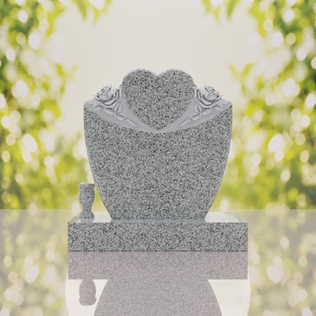 Heart & Roses Granite Headstone