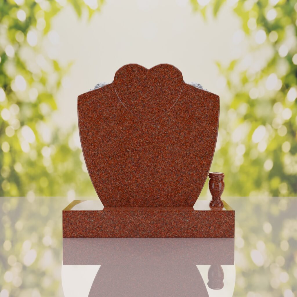 Heart & Roses Granite Headstone